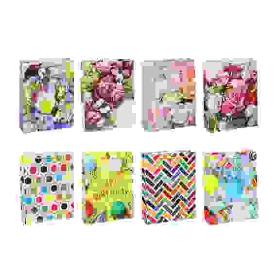 Пакет подарочный бумажный 30х23х8 см, 8 дизайнов