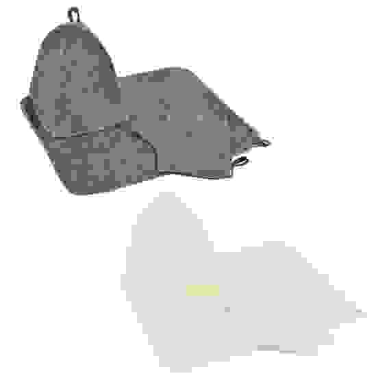 Набор банный 3 пр. (шапка, варежка, коврик) без вышивки, 30% шерсть, 70% полиэфир, 2 цв. белый/серый