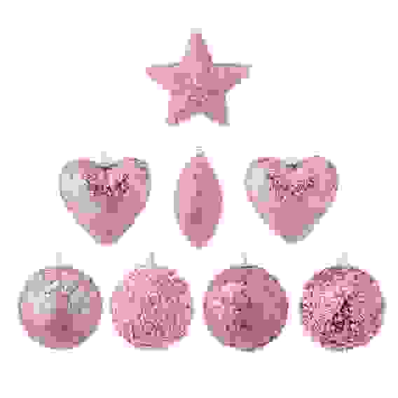 Подвеска украшение фигурное с обсыпным декором, 8см, пластик, розовый, 8 дизайнов СНОУ БУМ