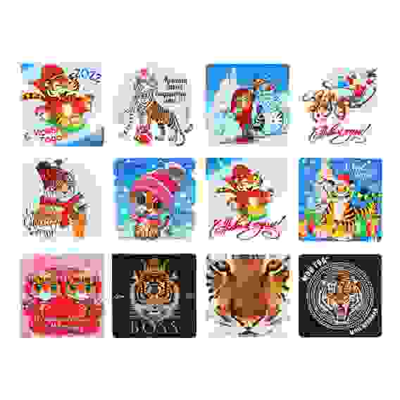 Магнит на холодильник с Символом Года, 8х8см, бумага, винил, 12 дизайнов ГЦ, 2022 СНОУ БУМ