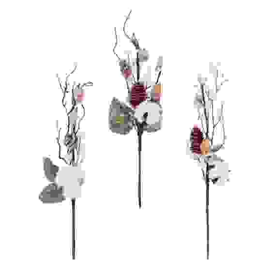 Украшение декоративное в виде веточки, пластик, 36-40см, 3 вида СНОУ БУМ