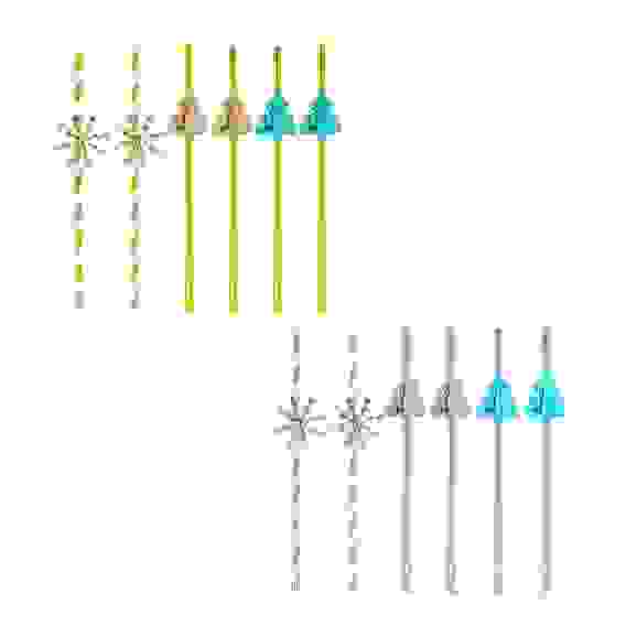 Трубочки с декором, 6 шт, 19,5см, 2 вида СНОУ БУМ
