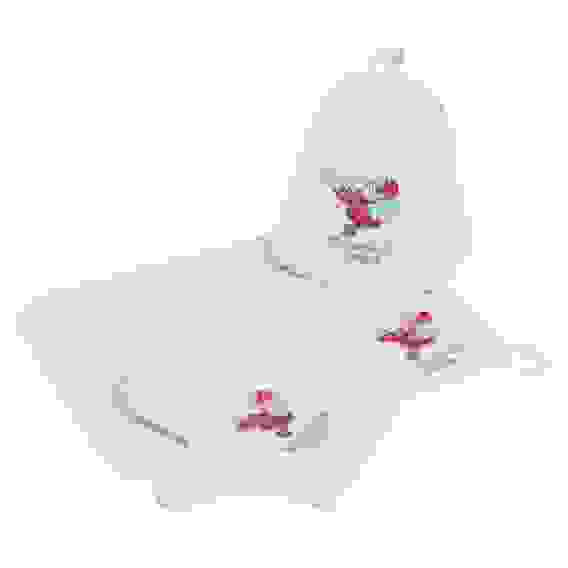 Набор 3-х предметный Эко, «Банный день» (шапка с вышивкой, коврик, рукавица)