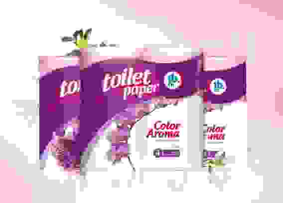 Туалетная бумага 1b.ru 2-х слойная COLOR AROMA, 4шт