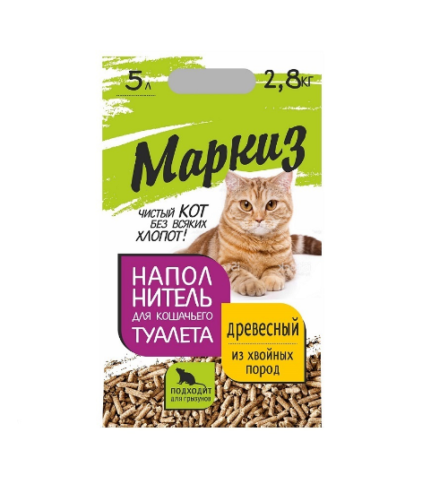 Наполнитель для кош.туалета древесный 2,8кг (5л) светлый