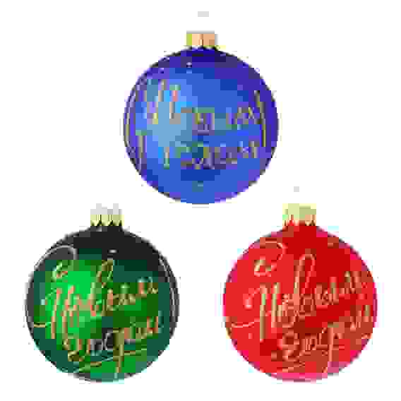 Шар ручной работы &quot;Новогоднее пожелание&quot;, 85 мм, стекло, 3 дизайна СНОУ БУМ