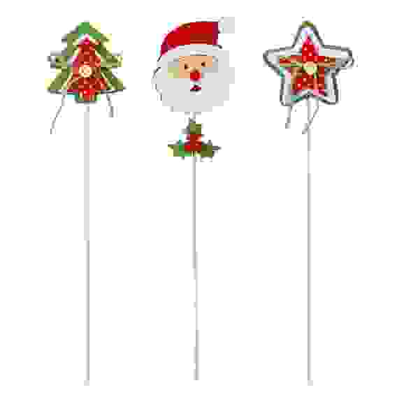 Украшение новогоднее на палочке, 28-30см, дерево, 3 дизайна СНОУ БУМ