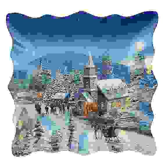 Блюдо квадратное 25х2см, стекло Зимний пейзаж