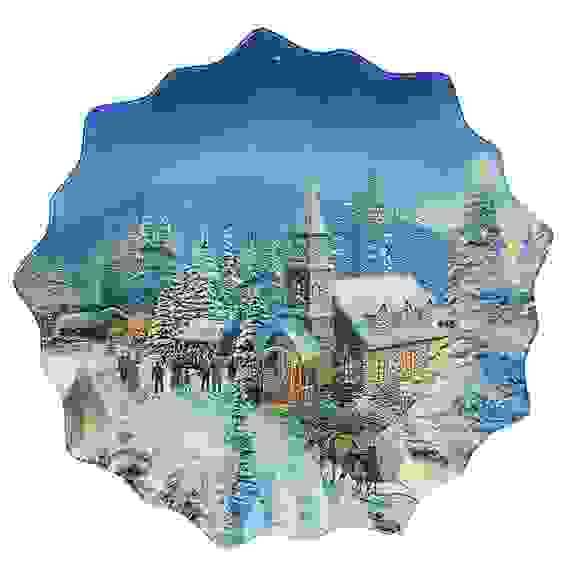 Блюдо круглое 25х2см, стекло Зимний пейзаж