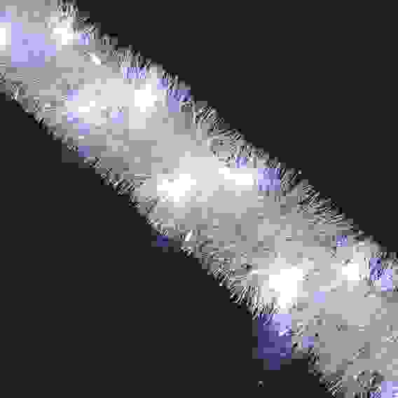 Гирлянда эл. с перламутровой мишурой 5х220см,нитка росы, пост.свечение,хол.белый,2хАА, ПВХ СНОУ БУМ