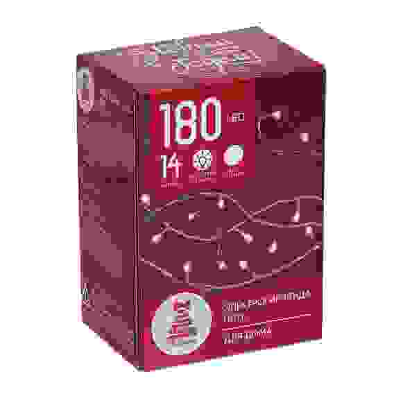 Гирлянда эл. вьюн 14м, 180 LED, белый, пост. свечение, ПВХ прозрачный, 220В СНОУ БУМ