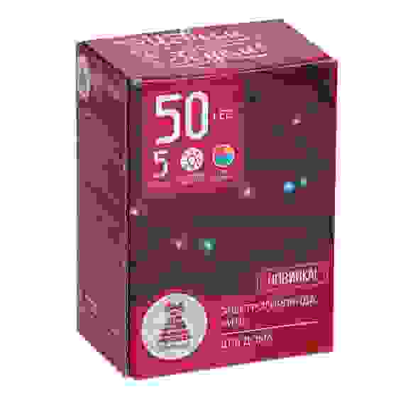 Гирлянда эл. вьюн 5м, 50LED, мультицвет, пост. свечение, ПВХ черный, питание 3хАА СНОУ БУМ