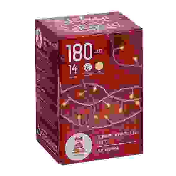 Гирлянда эл. вьюн 14м, 180 LED, шампань, пост. свечение, ПВХ прозр., 220В, 50Гц СНОУ БУМ