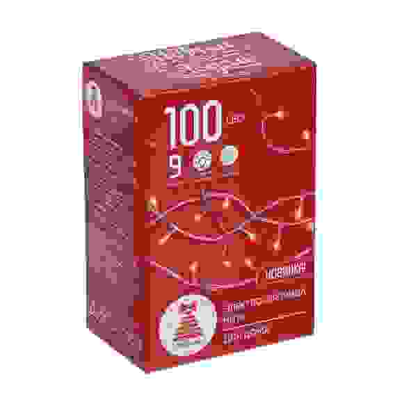 Гирлянда эл. вьюн 9м, 100LED, аква+шампань, пост. свечение, ПВХ прозрачный, 220В СНОУ БУМ