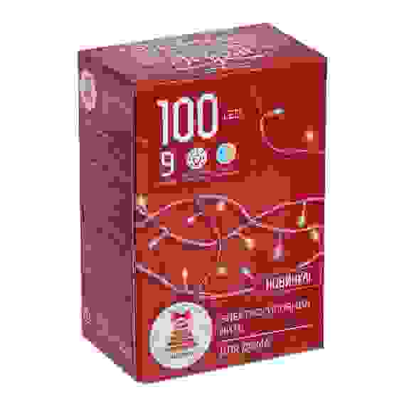 Гирлянда эл. вьюн 9м, 100LED, голубой+шампань, пост. свечение, ПВХ прозрачный, 220В СНОУ БУМ