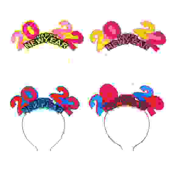 Sale! Ободок карнавальный LED 2022, пластик, ПВХ, 3xLR1130, 22х19,5см, 4 цвета СНОУ БУМ