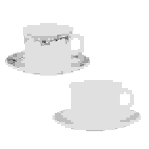 Чайная пара (чашка 250мл., блюдце 15 см) опаловое стекло, KFB250T/D60T, 2 дизайна MILLIMI Бьянко