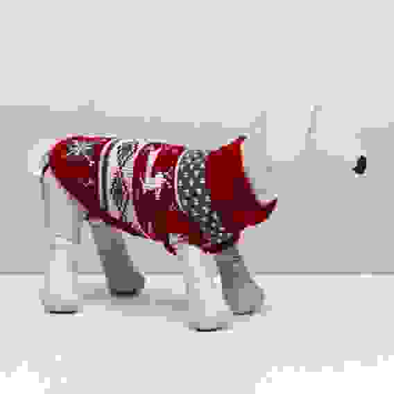 Свитер &quot;Бегущие олени&quot;, S (ДС 23, ОШ 23, ОГ 26-45 см), бордовый 5152046