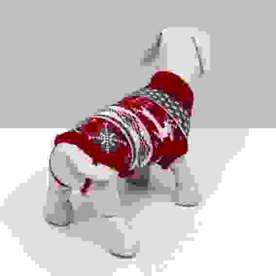 Свитер &quot;Бегущие олени&quot;, S (ДС 23, ОШ 23, ОГ 26-45 см), бордовый 5152046