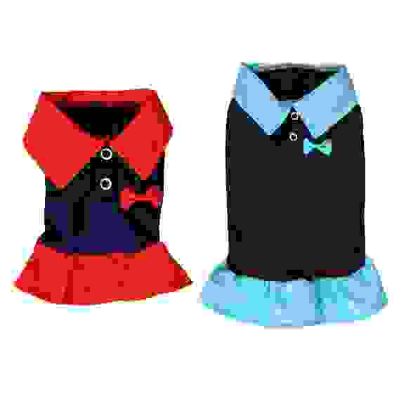 Платье для животных с воротничком, полиэстер, длина по спинке 20, 25, 30, 35см, 2 цвета