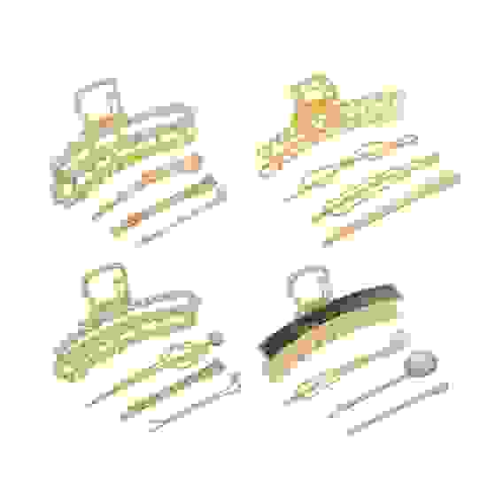 Акция! Набор аксес для волос 4пр: заколки 5-7см, краб 7,5см, биж.сплав, пластик, 4 дизайна BERIOTTI