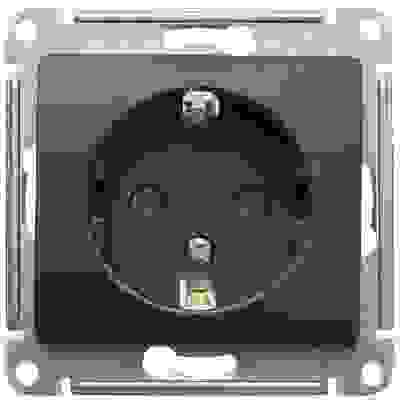 Розетка СУ 1 мест антрацит (пл.осн земля) GSL000743 Schneider Glossa