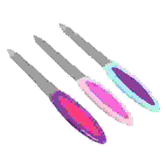 Пилка для ногтей алмазная 2-х сторонняя, 180/180 грит, сталь, пластик, резина, 13см, 3 цвета ЮниLook