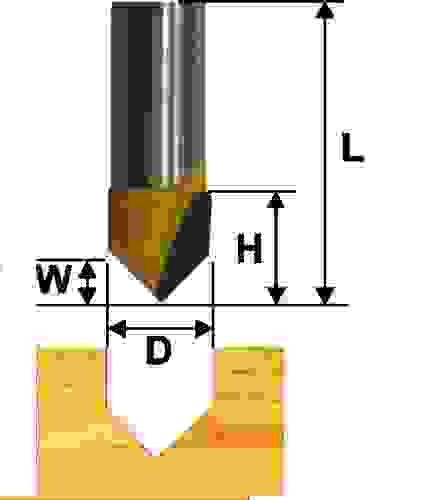 Фреза пазовая галтельная V-образ.ЭНКОР d6,3мм хвост.8мм H раб.8мм,L 40мм,глуб.выборки 3,15мм