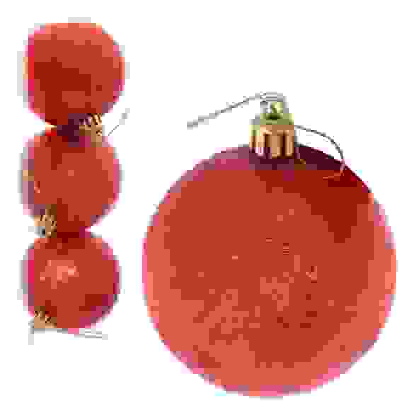 Новогодние шары \&quot;Мягкий блеск\&quot; 7см (набор 3шт.), красный