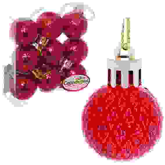 Новогодние шары 3 см (набор 9 шт) &quot;Рельефный узор&quot;, красный