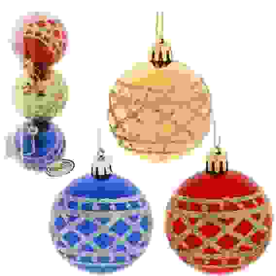 Новогодние шары 6 см (набор 3 шт) "Зимний узор", микс