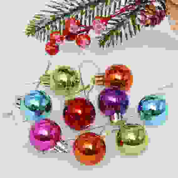 Новогодние шары 3 см (набор 9 шт) &quot;Глянец&quot;, яркий микс