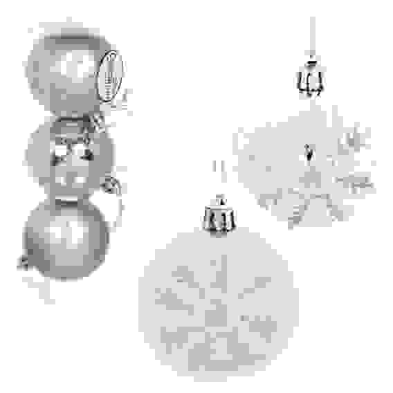 Новогодние шары \&quot;Сказочные снежинки\&quot; 6 см (набор 3шт), серебро/серебро