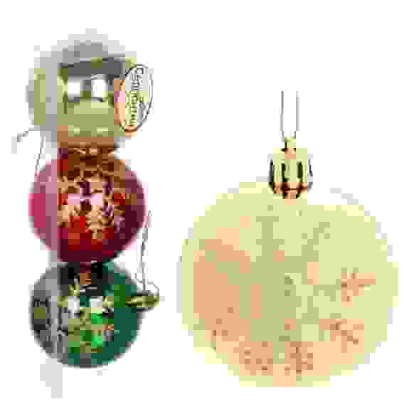 Новогодние шары "Сказочные снежинки" 6 см (набор 3шт), микс