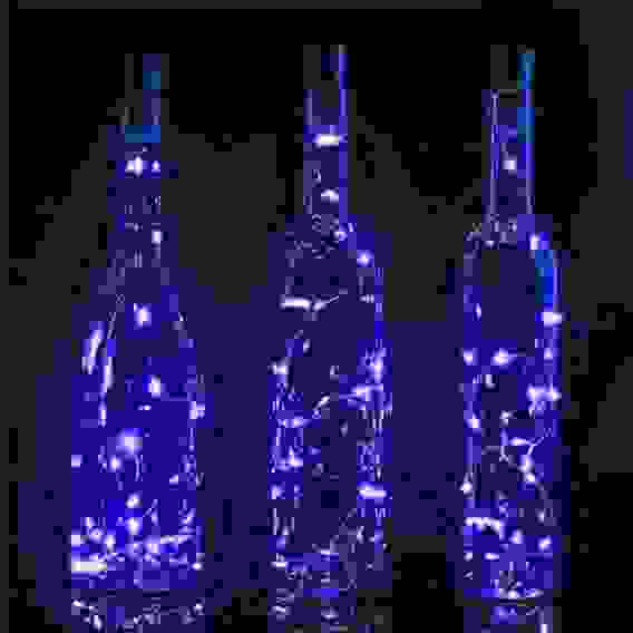 Гирлянда для дома на батарейках 1 м 10 ламп LED, 1 реж.,IP-20 (с пробкой д/бутылки), Синий