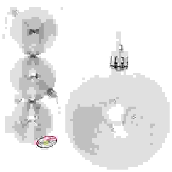 Новогодние шары 7 см (набор 3 шт) &quot;Рельефный узор&quot;, серебро