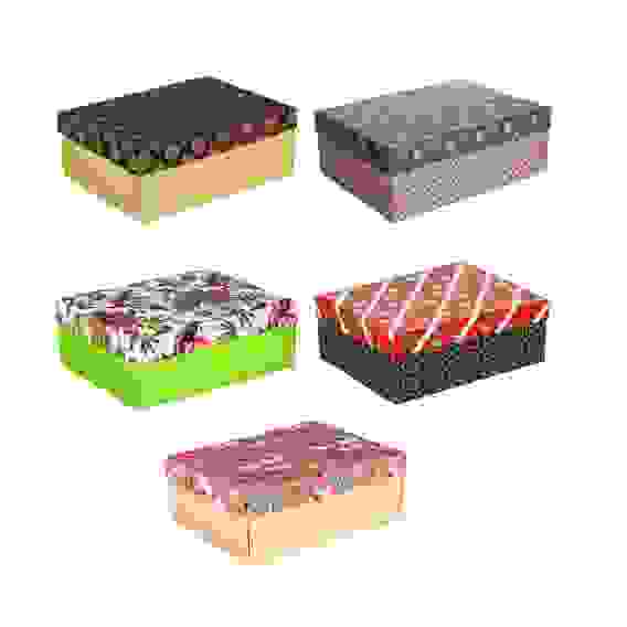 Коробка подарочная складная с фольгированным слоем, бумага, 5 цветов (21х16х7,5 см)