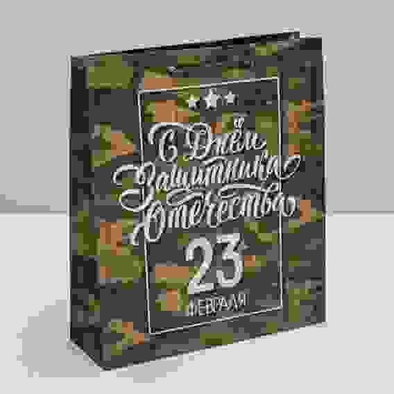 Пакет ламинированный вертикальный «С днём Защитника Отечества, 23 февраля», ML 23 × 27 × 11,5 см