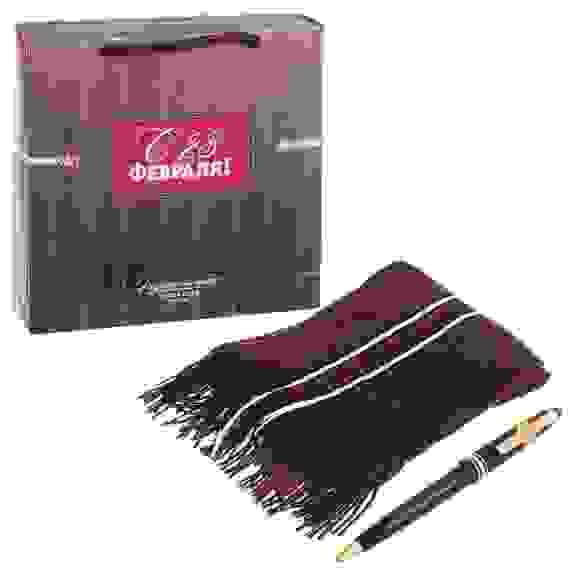 Подарочный набор: &quot;С 23 Февраля&quot;: тёплый шарф и ручка