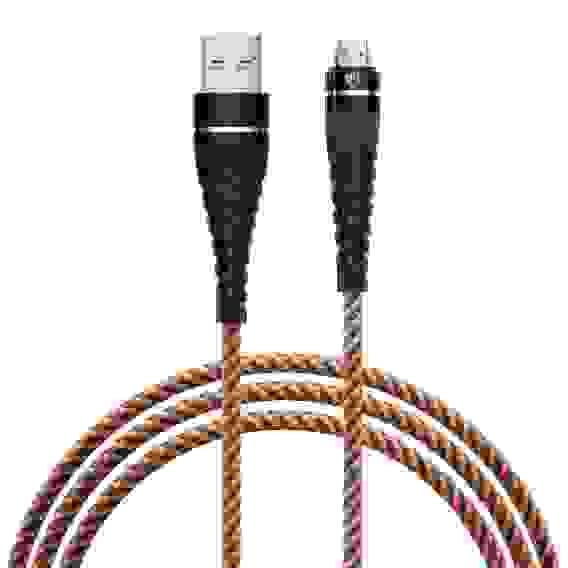 Кабель для зарядки Герои Micro USB, 1м., 2.4А, Быстрая зарядка QC3.0, тканная оплётка BY