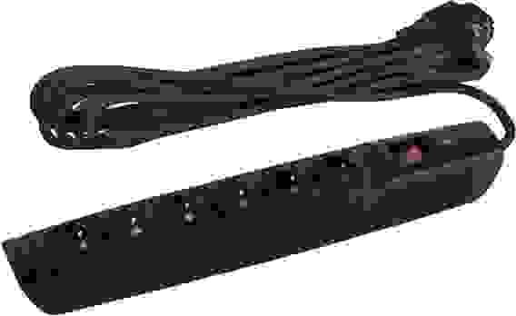 Сетевой фильтр ЭРА с з/к с выкл. 6гн 4м 10А SFX-6es-4m-B черный