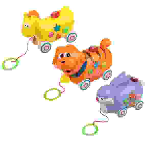 Каталка на веревочке, свет/звук, ABS, 19х8х14см , 3 дизайна МЕШОК ПОДАРКОВ