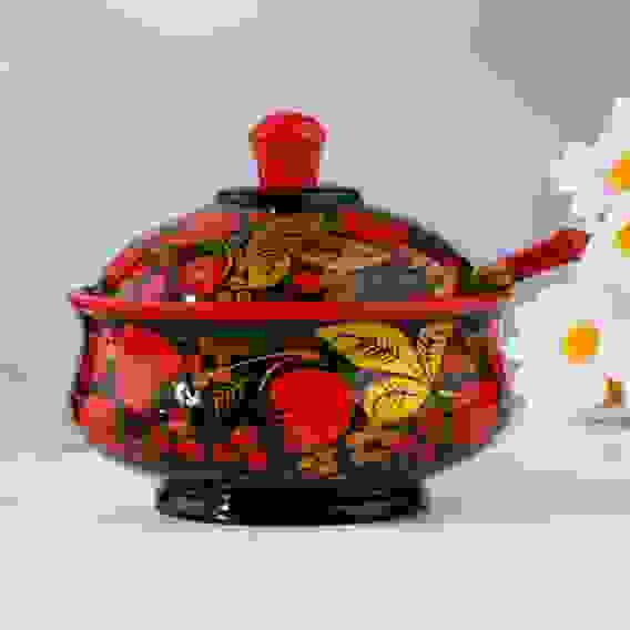 Сахарница с ложкой, 12х11 см, хохлома 7295977
