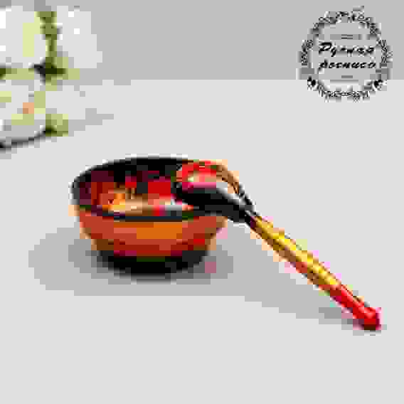 Набор «Розетка с ложкой», 10×4×10 см, хохлома 298364