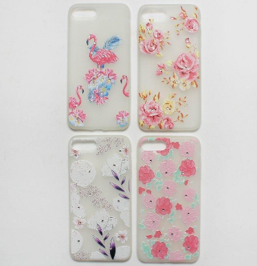 Чехол подходит для iPhone 7 plus цветы со стразами флуоресцентный TPU