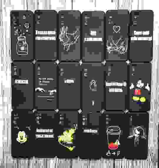 Чехол Huawei Honor 30 TPU 1.0mm матовый черный с принтами