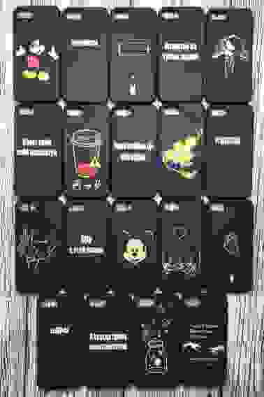 Чехол подходит для iPhone 7/8/SE(2020) matte 1.3 mm G157 черный с принтами