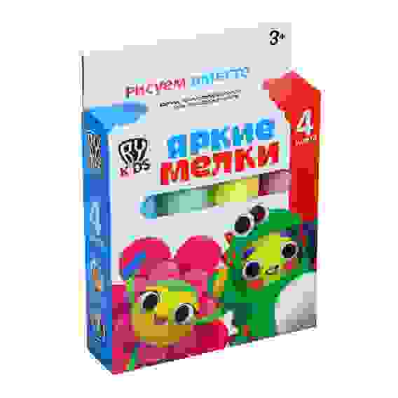 Мелки для рисования на асфальте, цветные 4 шт, мел, 9,6х13,2см BY