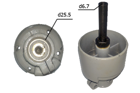 Редуктор к бензокосе с кривой штангой под трубу 25,4; вал квадрат