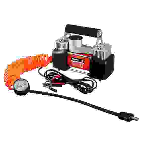 Компрессор автомоб, крокодилы к АКБ, 2-х поршн, шланг 5м, в сумке, 12V, 300W, 85л/м Ермак